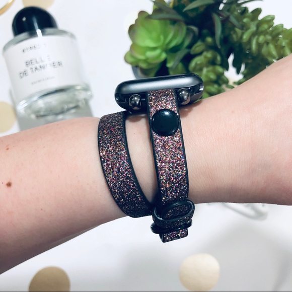 {ELLIE} Apple Watch Band Leather Sparkle Glitter - Picture 2 of 7